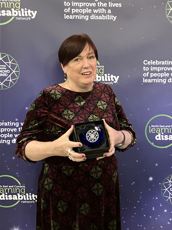 Liz Wright was awarded a Lifetime Achievement Diamond Award by the North East and Cumbria Learning Disability Network